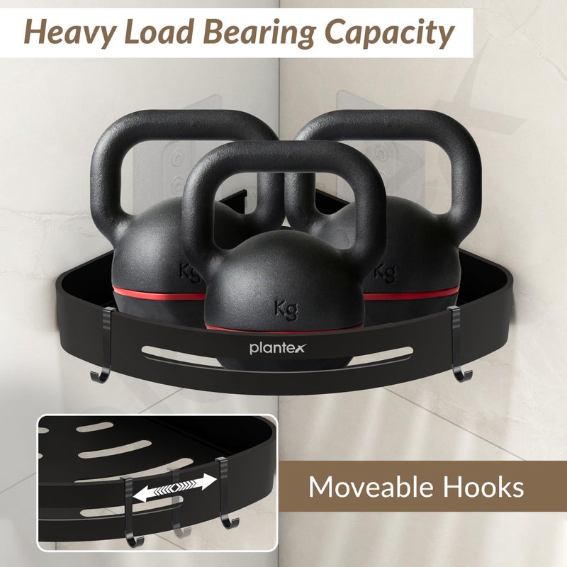 Plantex Corner Shelf for Bathroom Wall/Bathroom Organiser Without Drill/Aluminium Corner Shelf for Kitchen/Bathroom Corner Shelf (9x9 inches, Matt Black) - Image 5