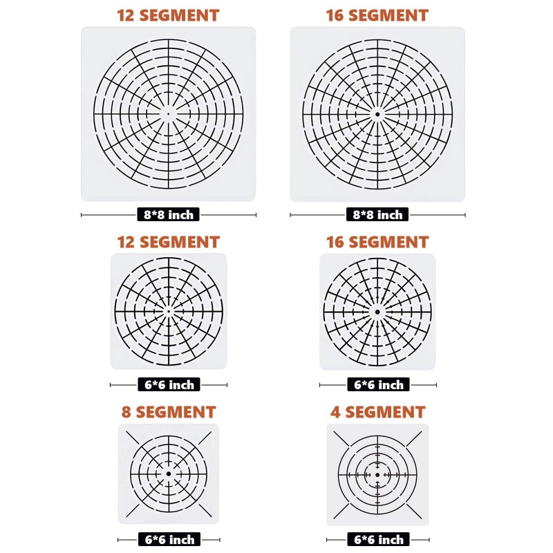 YKW 6 Pieces Mandala Dot Painting Tool Stencils Template Set, 8/12/16 Segment Creative Mandala Stencil Reusable Painting Stencils for DIY Painting Art Projects, White - Image 2