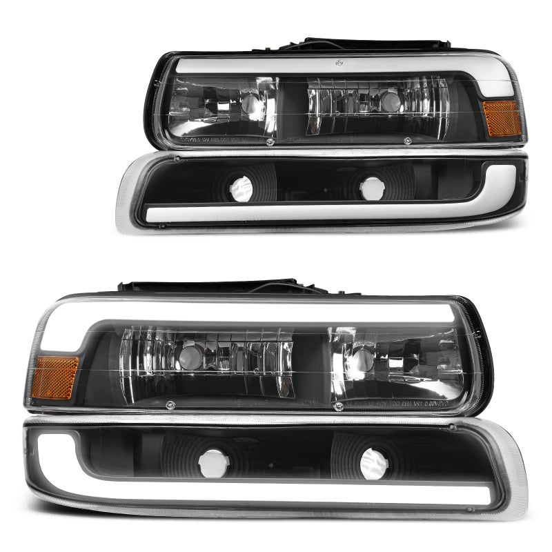 DWVO LED DRL Headlight Assembly Compatible with 19992002 Chevy Silverado 1500 250020012002 Chevy Silverado 1500HD 2500HD 350020002006 Tahoe Suburban 1500 2500 Black Housing Set - Image 3