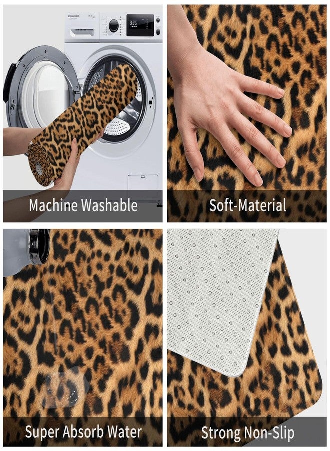 Poream Leopard Cheetah Print Bath Mats for Bathroom Decor, Animal Skin Pattern Absorbent Bath Rug Non-Slip Floor Rug Carpets for Kitchen Bathroom Laundry Bedroom Living Room - Image 5