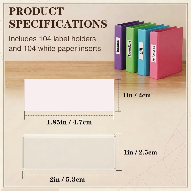 ELEMGULY Self Adhesive Label Holders, 104 Pack Adhesive Shelf Tag Shelf Label Holder Clear Pocket Holder with Paper for Supermarket, Bookshelf, Kitchen (2 x 1 Inch) - Image 2