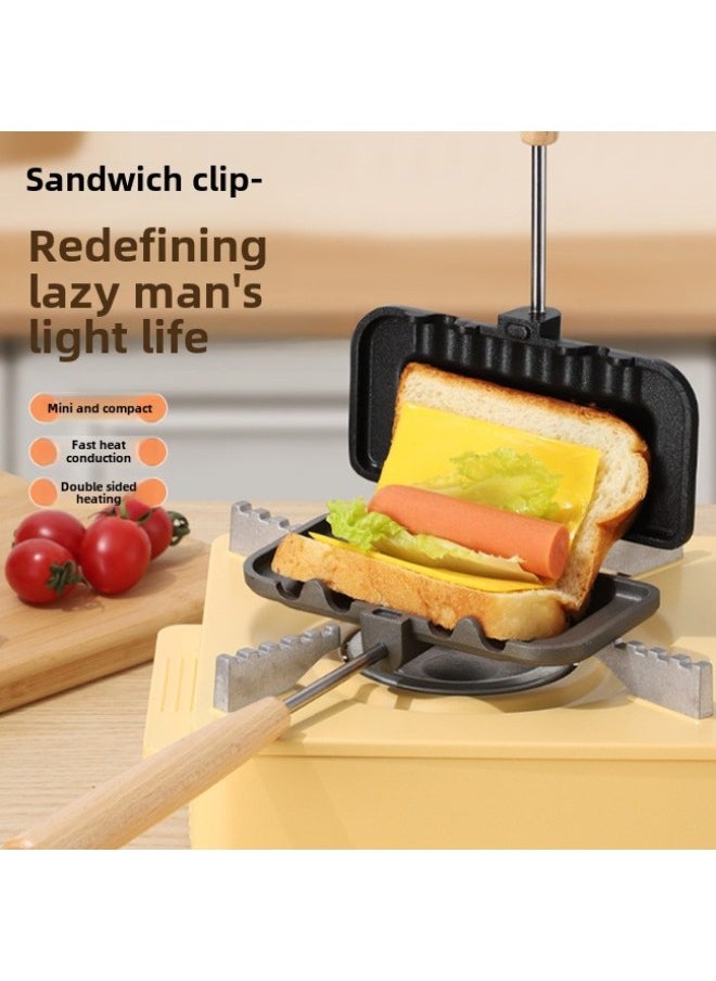 Generic - Direct Supply Sandwich Baking Pan Clip Non-stick Coating Bread Toast Mold Sandwich Double-sided Baking Pan Aluminum Alloy-Specifications:Sandwich Baking Tray-Color:Double Color - Image 1