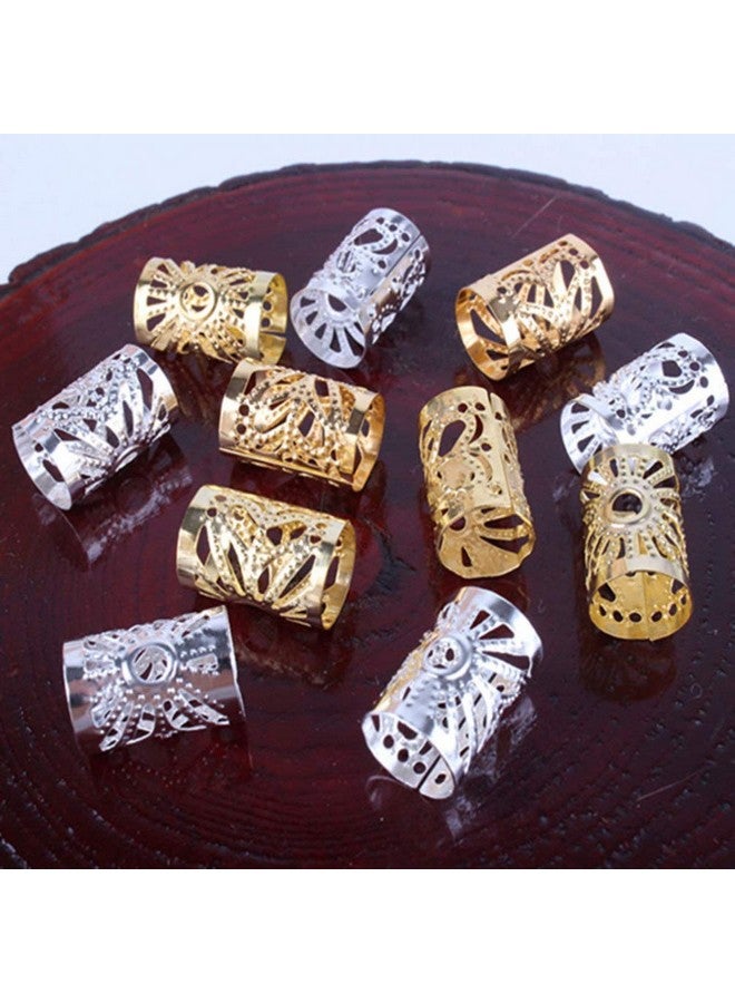 Uonlytech 100 قطعة خرز ضفائر دريدلوك فضي ذهبي لفائف شعر دريدلوك أساور أنابيب حلقات ضفائر DIY للبنات والنساء - Image 1