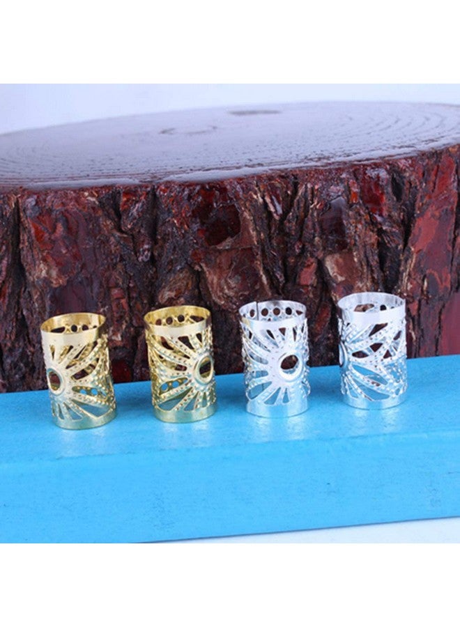 Uonlytech 100 قطعة خرز ضفائر دريدلوك فضي ذهبي لفائف شعر دريدلوك أساور أنابيب حلقات ضفائر DIY للبنات والنساء - Image 5