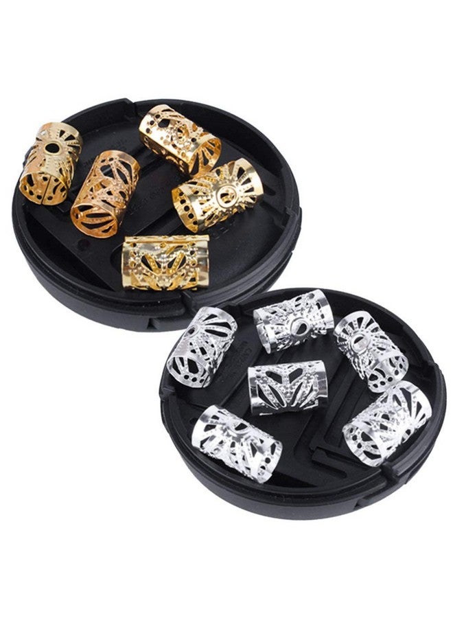 Uonlytech 100 قطعة خرز ضفائر دريدلوك فضي ذهبي لفائف شعر دريدلوك أساور أنابيب حلقات ضفائر DIY للبنات والنساء - Image 3