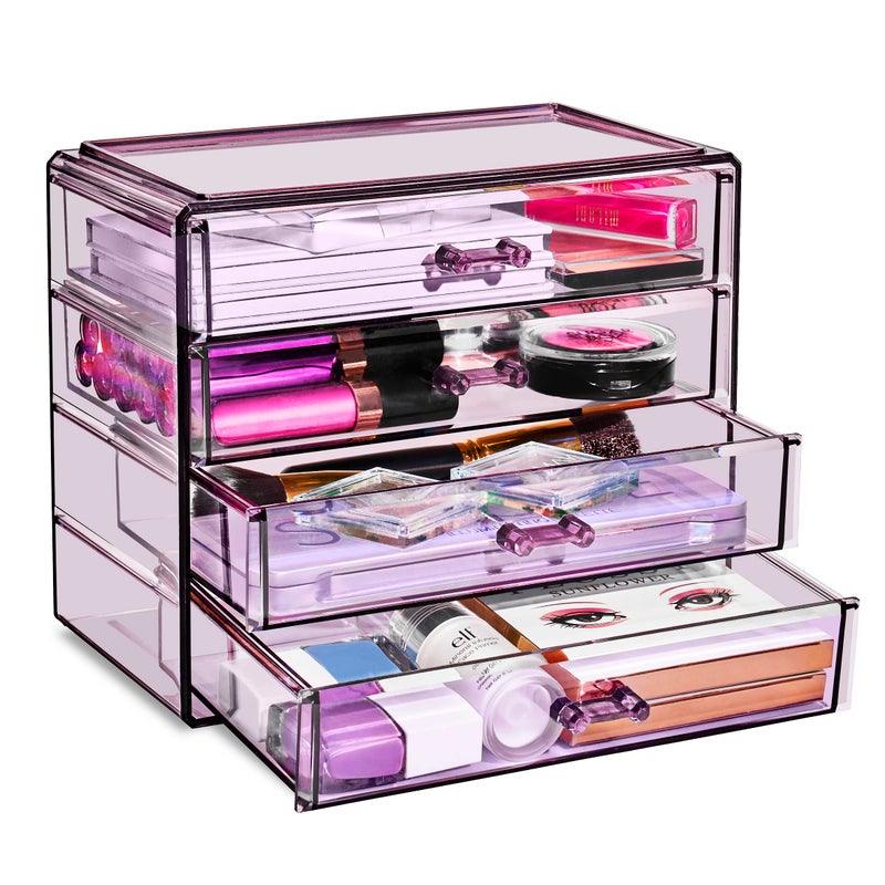 Sorbus Makeup Organizer - 4 Drawer Acrylic Make Up Organizers and Storage for Cosmetics, Jewelry, Beauty Supplies, Clear Makeup Organizer for Vanity, Girl's Room, College Dorm, Counter, Bathroom Sink - Image 1