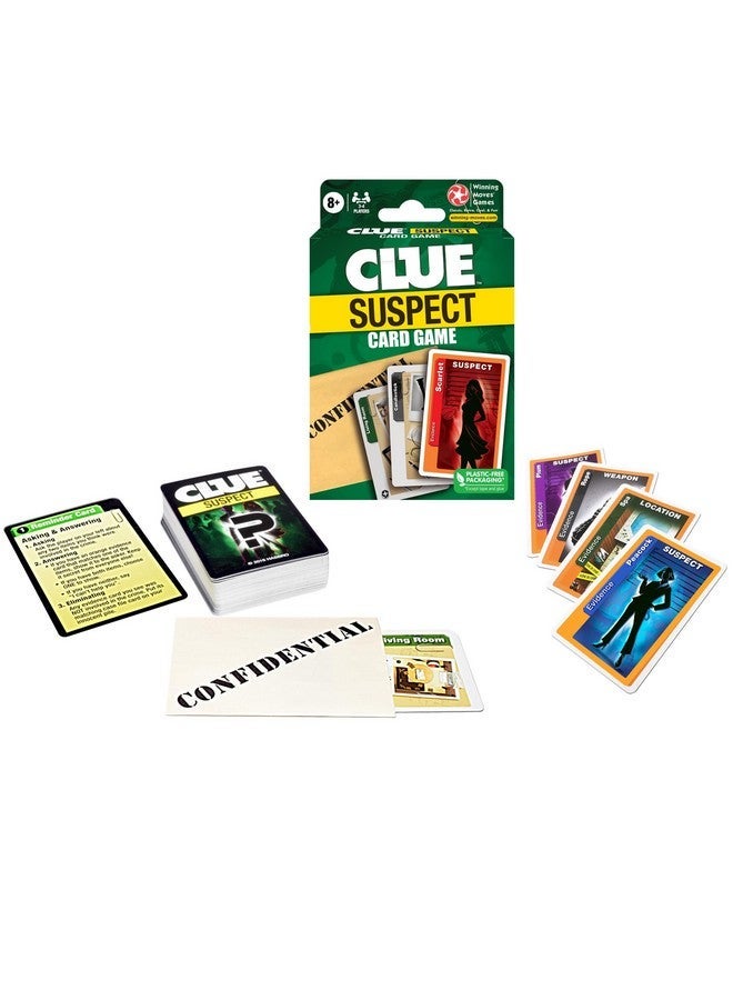 Winning Moves Clue Suspect Card Game - All The Fun of Clue - in Minutes!, Portable Card Game Edition of the Mystery Game Clue, for 3 to 4 Players, Ages 8+ - Image 1