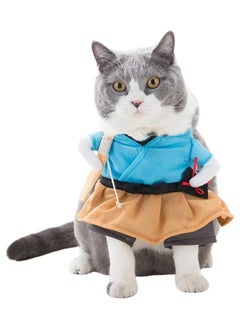 A.M Cats Dogs Halloween Clothes Samurai Funny Upright Costume Dress Up  - Image 1