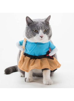 A.M Cats Dogs Halloween Clothes Samurai Funny Upright Costume Dress Up  - Image 2