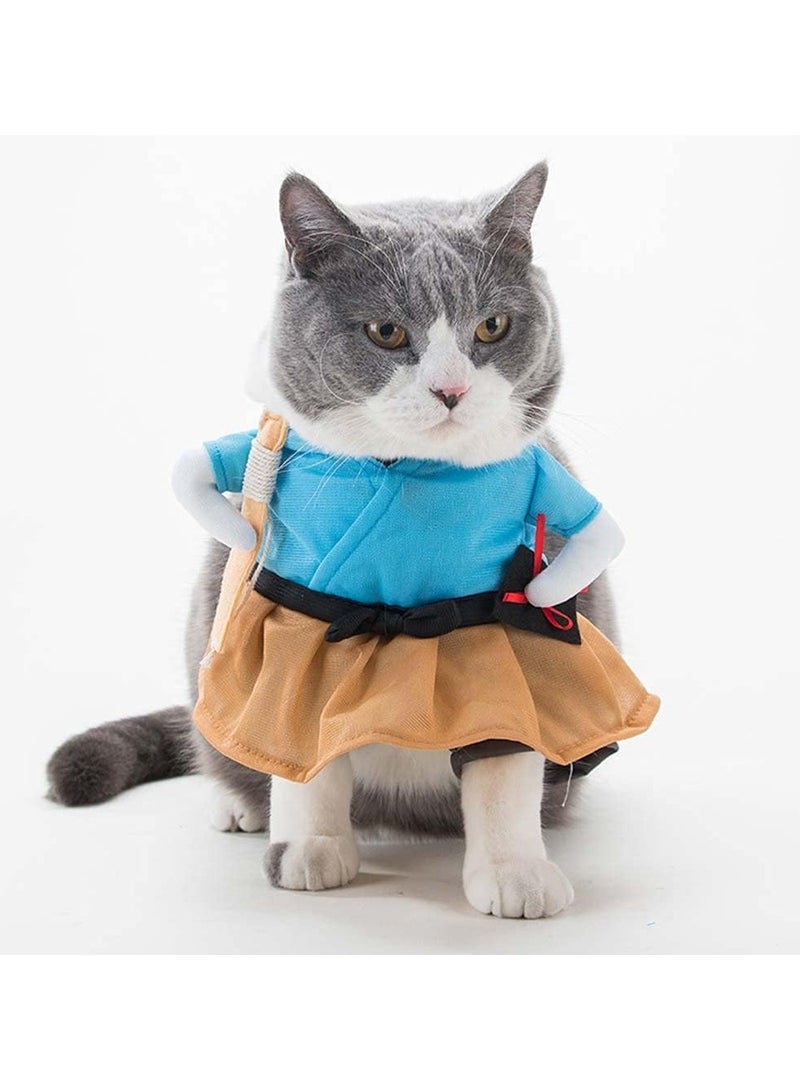 A.M Cats Dogs Halloween Clothes Samurai Funny Upright Costume Dress Up  - Image 2