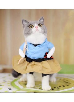 A.M Cats Dogs Halloween Clothes Samurai Funny Upright Costume Dress Up  - Image 3