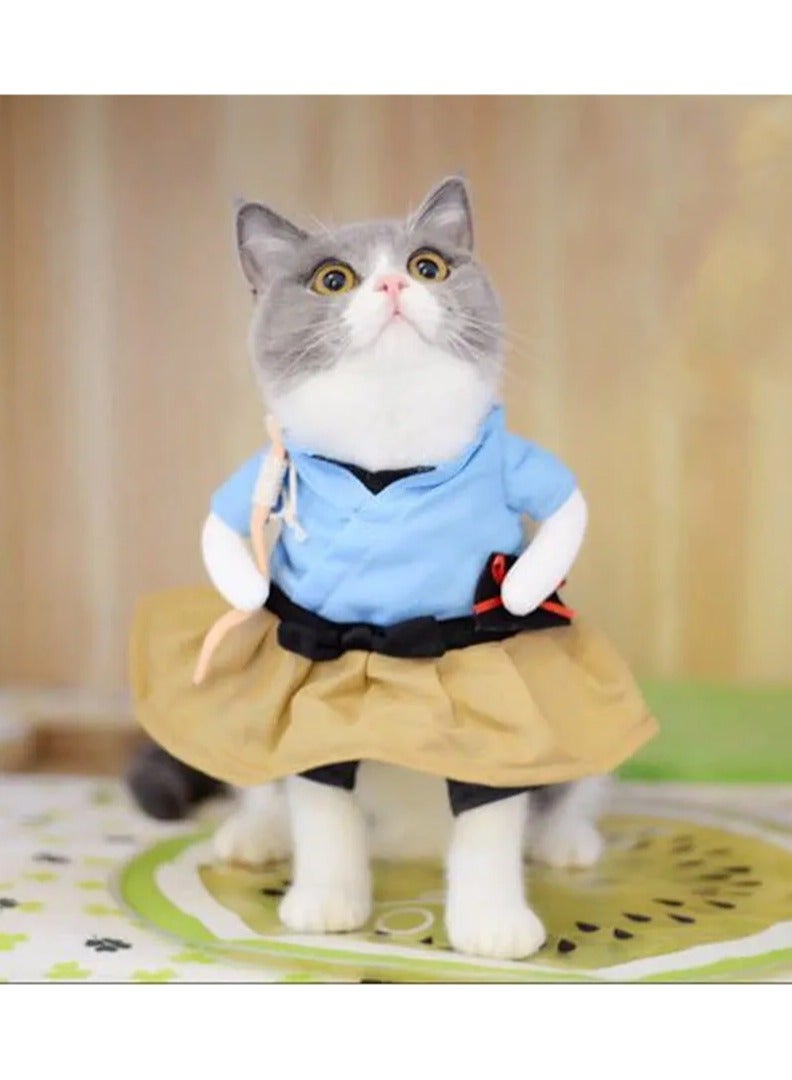 A.M Cats Dogs Halloween Clothes Samurai Funny Upright Costume Dress Up  - Image 3