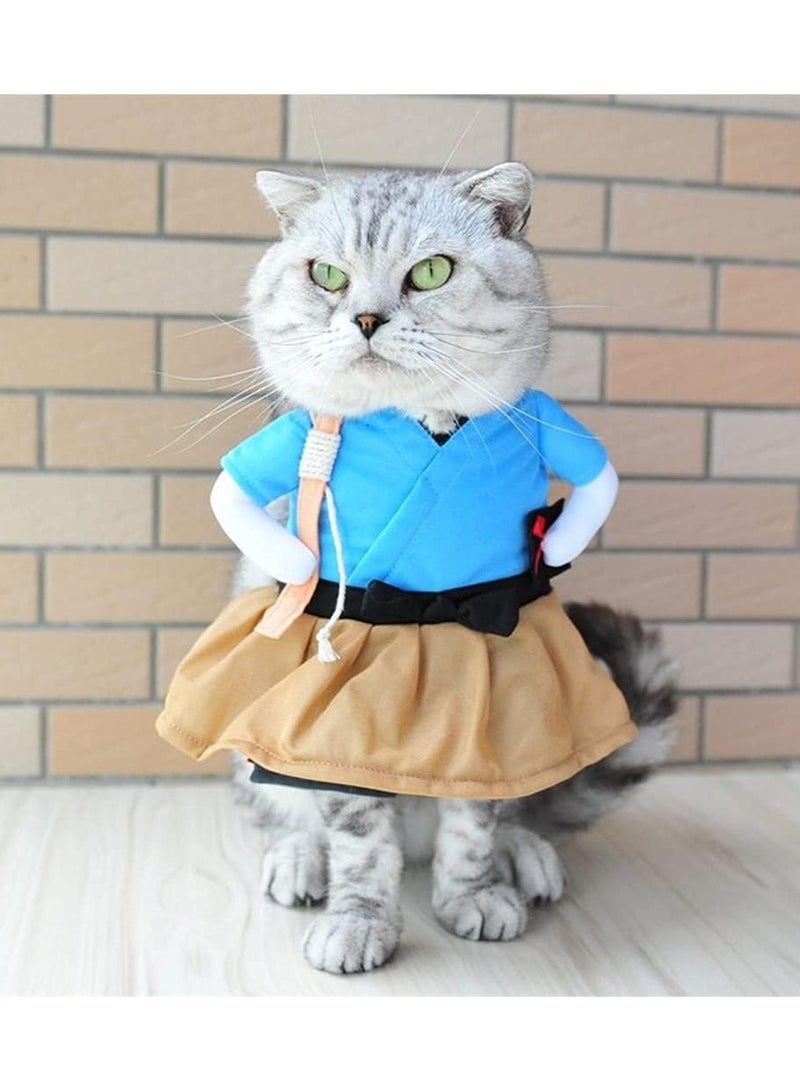 Cats Dogs Halloween Clothes Samurai Funny Upright Costume Dress Up