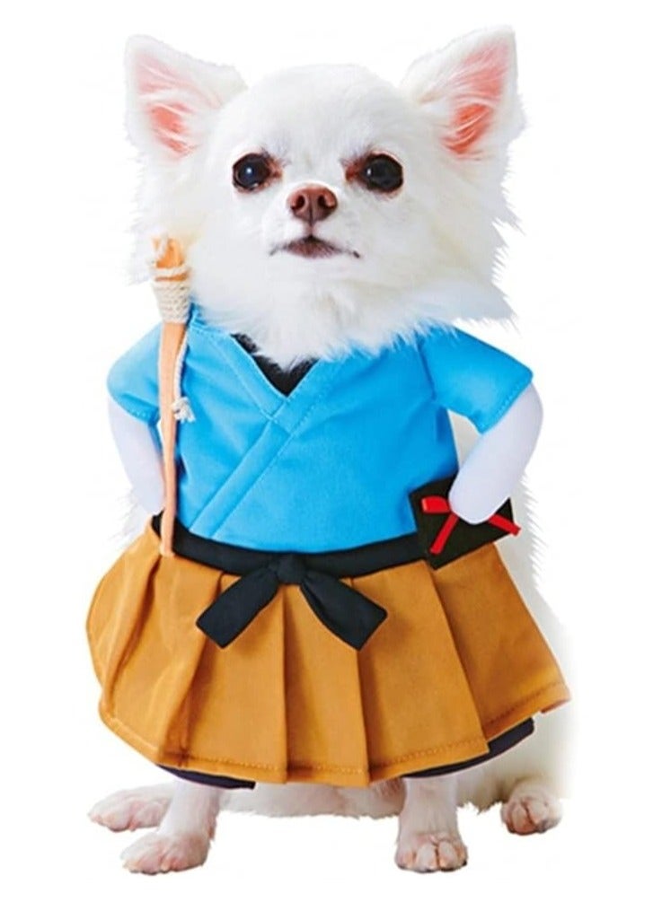 Cats Dogs Halloween Clothes Samurai Funny Upright Costume Dress Up