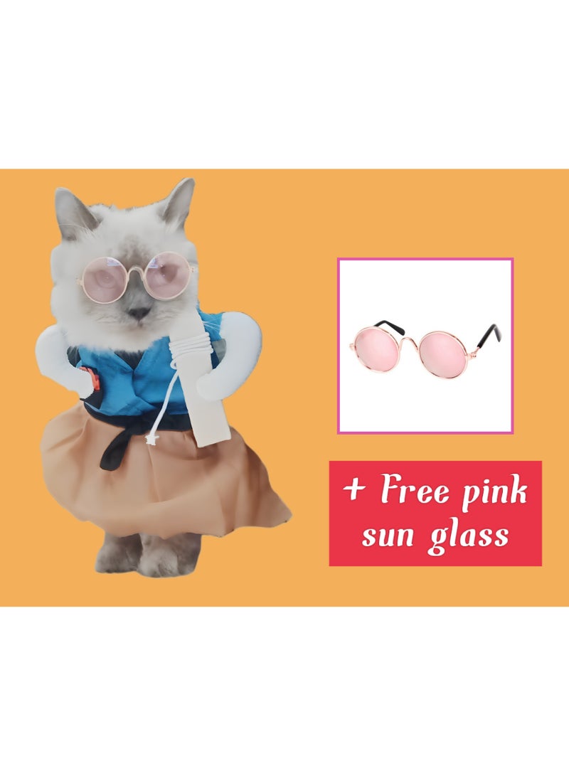 Cats Dogs Halloween Clothes Samurai Funny Upright Costume Dress Up