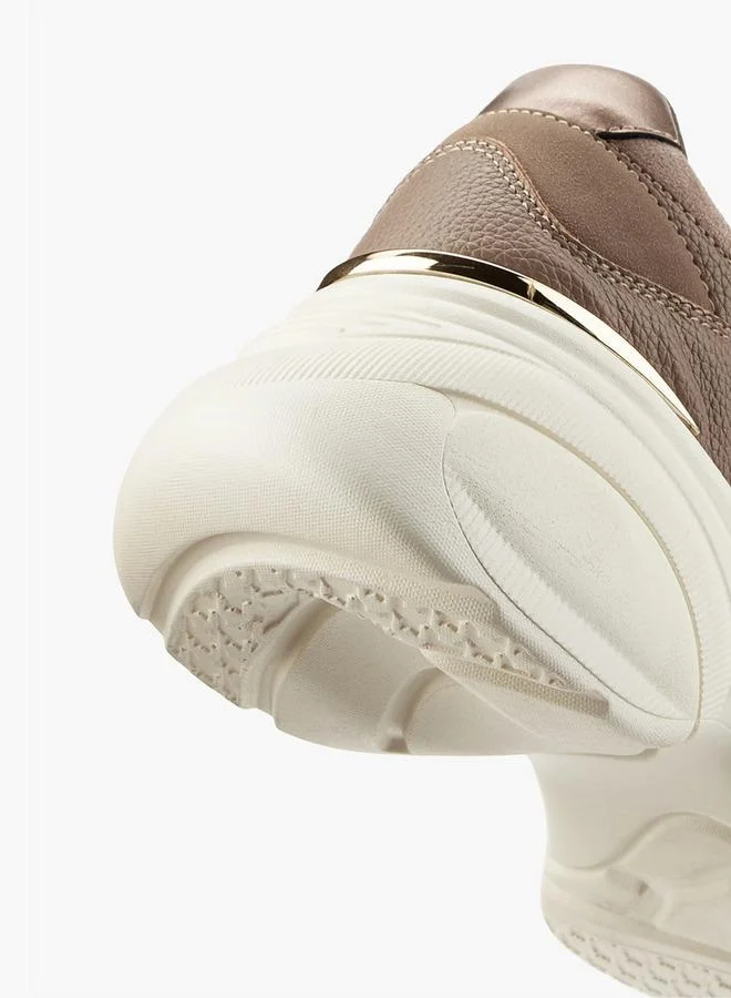Flora Bella By Shoexpress TAUPE Panelled Lace-Up Sneakers for Women | Best Price UAE