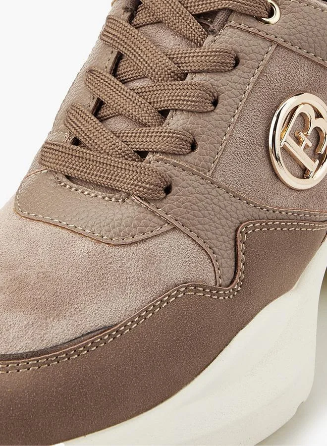 Flora Bella By Shoexpress TAUPE Panelled Lace-Up Sneakers for Women | Best Price UAE