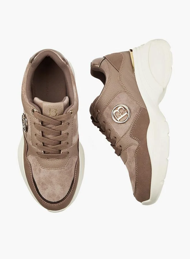 Flora Bella By Shoexpress TAUPE Panelled Lace-Up Sneakers for Women | Best Price UAE