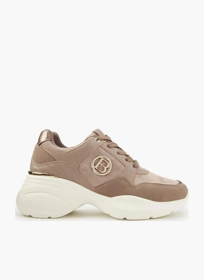 Flora Bella By Shoexpress TAUPE Panelled Lace-Up Sneakers for Women | Best Price UAE