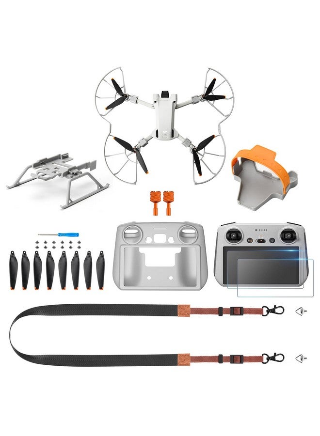 YETEETH Mini 3 Pro/Mini 3 Accessories Bundle 8 in 1 Accessories kit, Propeller Holder Strap,Propeller Guard,Joysticks,HD Glass Protector,Lanyard Neck Strap,Landing Gear,Silicone Protection Cover,Propellers - Image 1