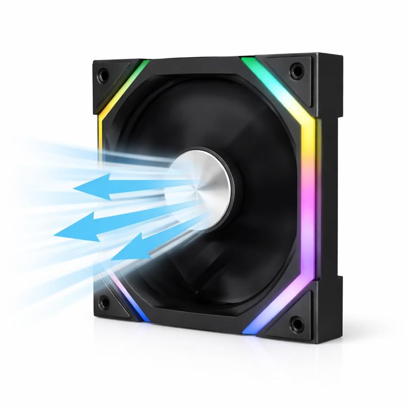 SF452 Gaming Case Cooling Fan – 120mm, 24 ARGB LEDs, PWM Control, 5V ARGB Sync (Black, 120MM-Reverse) - Image 2