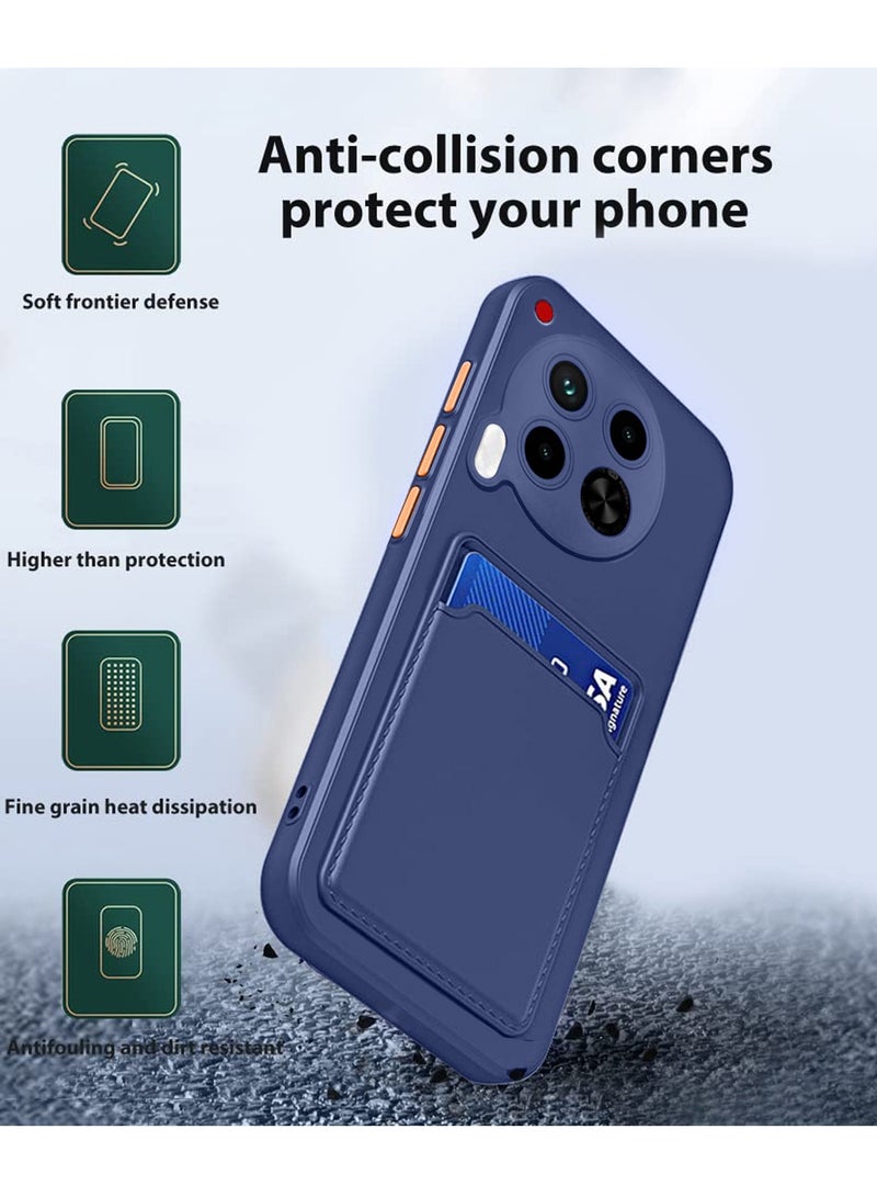 دبليو تيك غطاء من السيليكون TPU مع حامل البطاقة لهاتف Tecno Camon 30 4G باللون الأزرق الداكن - Image 2