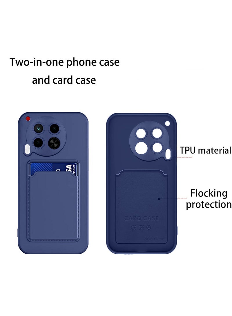 دبليو تيك غطاء من السيليكون TPU مع حامل البطاقة لهاتف Tecno Camon 30 4G باللون الأزرق الداكن - Image 4