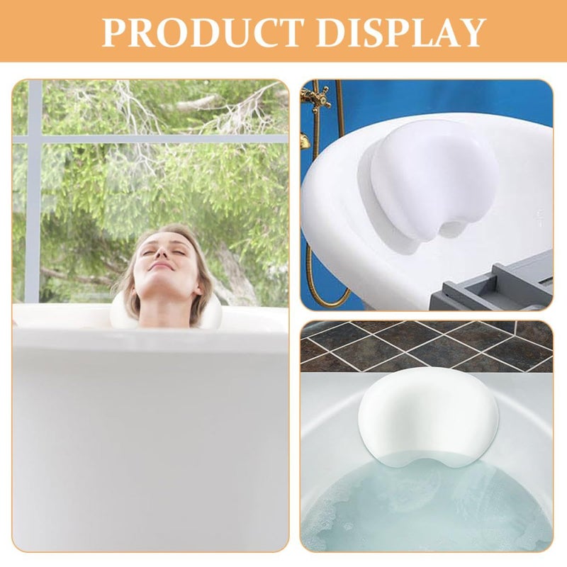 White 3D Foam Bath Pillow for Tub with Non-Slip Suction Cups Neck Support - Image 4