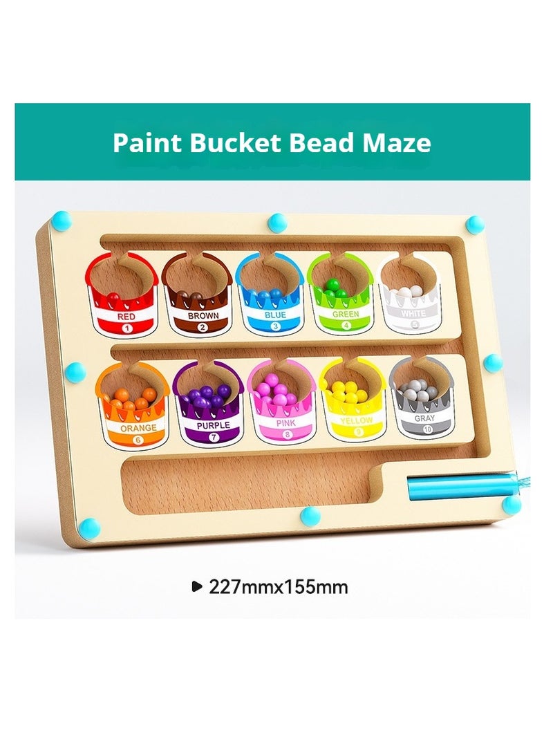 رواية الأطفال التركيز على التدريب لعبة اللغز ، لون الخشب تصنيف الكرة المغناطيسية للأطفال المشي القلم تشغيل التعليم المبكر لعبة اللغز ، الكرة المشي لعبة المتاهة - Image 1