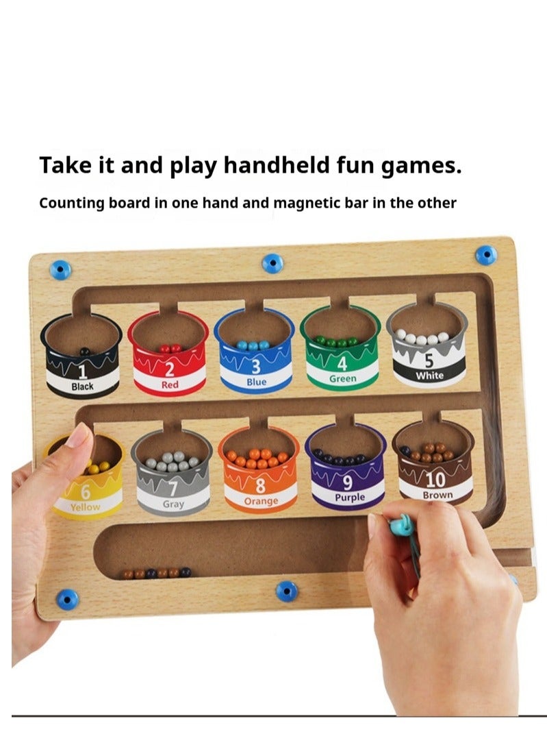 رواية الأطفال التركيز على التدريب لعبة اللغز ، لون الخشب تصنيف الكرة المغناطيسية للأطفال المشي القلم تشغيل التعليم المبكر لعبة اللغز ، الكرة المشي لعبة المتاهة - Image 5