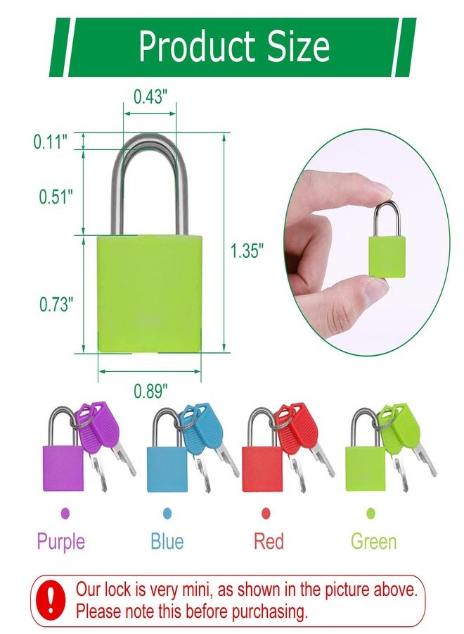 Yinpecly Mini ABS Keyed Padlock for Luggages, Waterproof Suitcase Padlock with Keys, Green 0.89'' Wide Anti Rust Outdoor Lock for Small Cabinets Drawers, Zinc Alloy Body Shackle, Keyed Different - Image 3