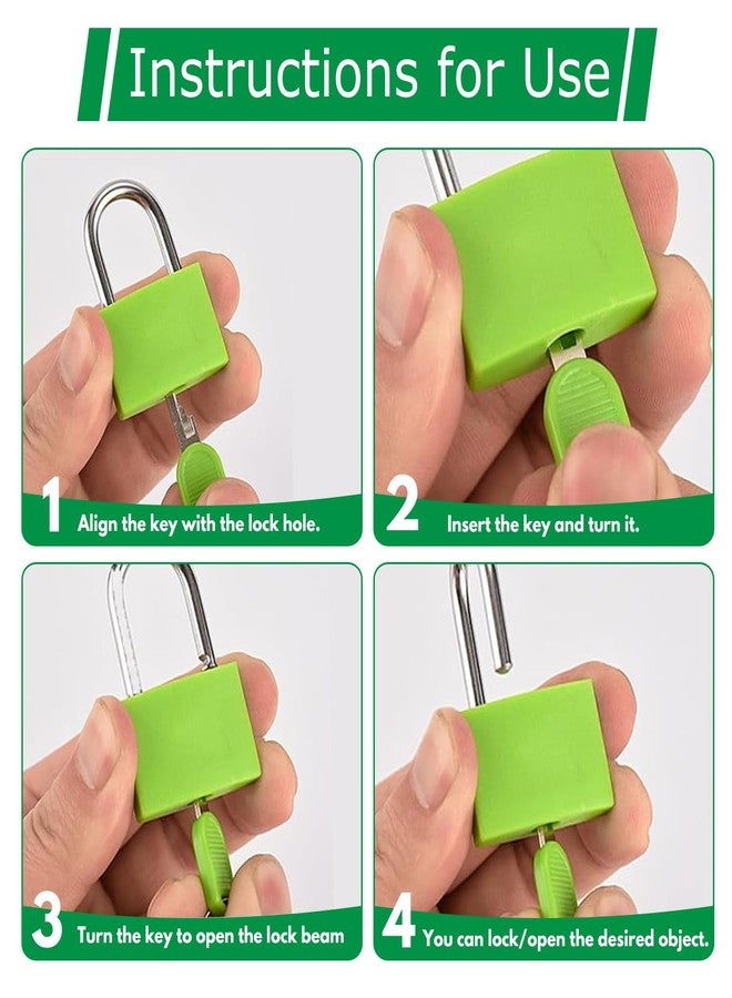 Yinpecly Mini ABS Keyed Padlock for Luggages, Waterproof Suitcase Padlock with Keys, Green 0.89'' Wide Anti Rust Outdoor Lock for Small Cabinets Drawers, Zinc Alloy Body Shackle, Keyed Different - Image 5