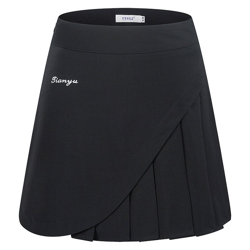 Generic Golf Suit Womens Spring and Autumn Long Sleeve T-Shirt Short Skirt Lace Korean Style Slimming Sports Elegant Golf Clothing Black skirt  - Image 1