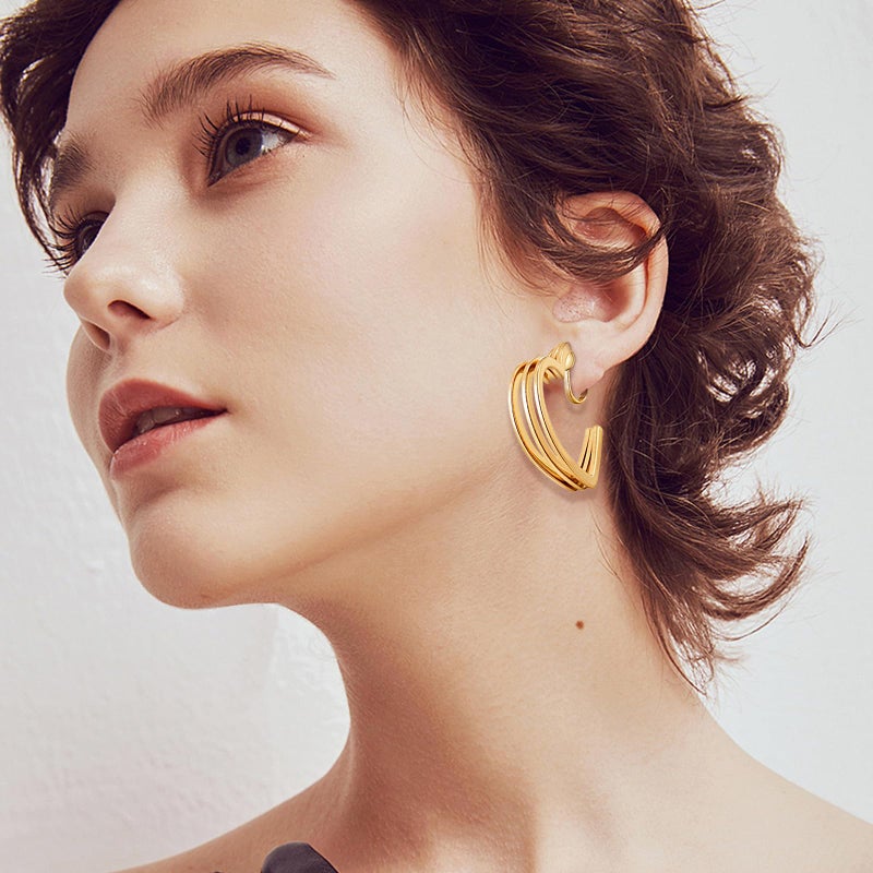 Tamhoo 15 Pairs Gold Clip on Earrings for Women Fashion,Lightweight Fake Earring for Woman (Style D) - Image 5