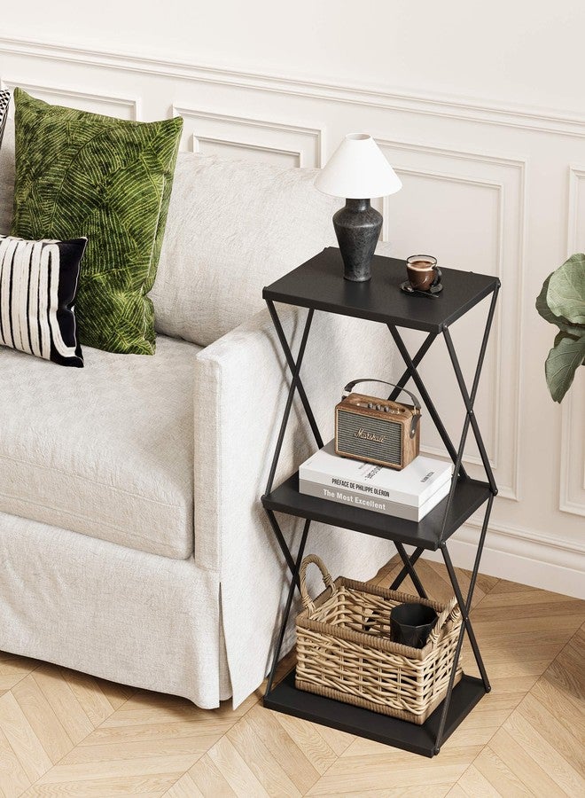 IRCPEN 3-Tier End Table Small Side Table Tall Bedside Night Stand with Storage Sofa Side desks for Living Room Bedroom Office Bathroom Small Space Black ET-03BK - Image 2