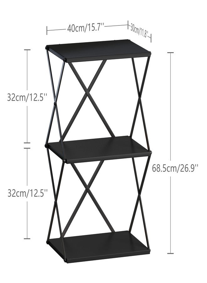 IRCPEN 3-Tier End Table Small Side Table Tall Bedside Night Stand with Storage Sofa Side desks for Living Room Bedroom Office Bathroom Small Space Black ET-03BK - Image 3