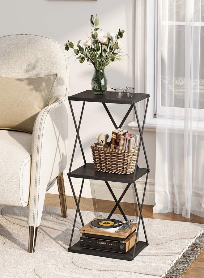 IRCPEN 3-Tier End Table Small Side Table Tall Bedside Night Stand with Storage Sofa Side desks for Living Room Bedroom Office Bathroom Small Space Black ET-03BK - Image 5