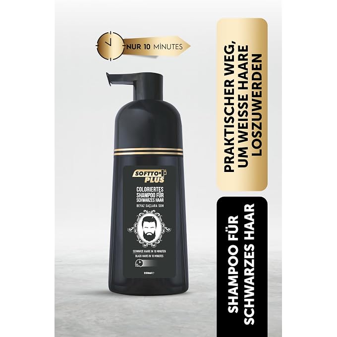 STRBOXONG Softto+ Plus Black Hair Shampoo, Cover White & Grey Hair in 10 Minutes, No Stains, Includes Gloves for Men and Women, 350 ml Capacity/Black - Image 3