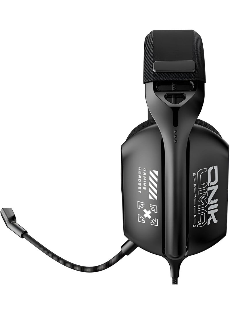 أونيكوما سماعة ألعاب X12 مع إضاءة RGB وميكروفون عازل للضوضاء وتحكم في مستوى الصوت، سماعة سلكية بتصميم عصري، متوافقة مع أجهزة الكمبيوتر والأجهزة المحمولة - أسود - Image 2