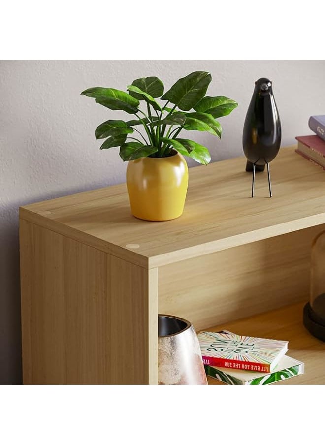 MODERN HOME 3-Tier Low Bookcase – Oak Wood Display and Storage Shelf for Living Room or Office  - Image 3