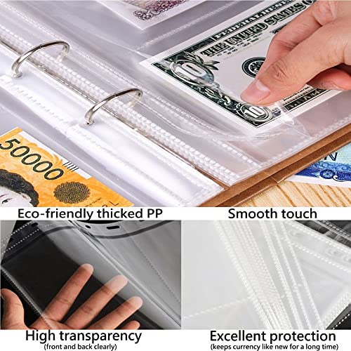 Jayen 10 Sheets Paper Money Collection Pages, 3 Pockets Currency Sleeves/Currency Holder Collecting Album Pages - Image 3