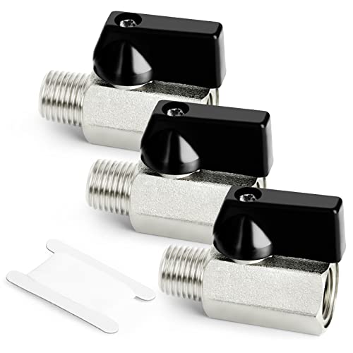GASHER 3PCS 1/2Inch Mini Brass Ball Valve Shut Off Switch, 1/2 Inch Male x Female NPT Thread Pipe Fitting - Image 1