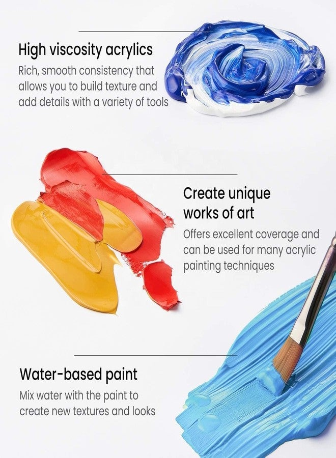 Parssufy مجموعة أدوات الرسم الفني من بارسوفي® | مجموعة ألوان أكريليك 24 لونًا، 12 مل × 24 أنبوبًا، مع فرش، وسكاكين رسم، وقماش، وحامل، للفنانين الذين يرسمون على الخشب، والسيراميك، والقماش، والأعمال الحرفية. - Image 3