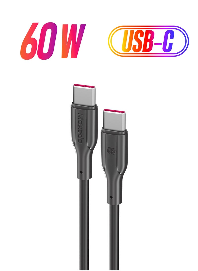 Moxedo Moxedo USB-C to USB-C Charge and Data Sync Cable 60W PD 1.2 Cable Length Compatible for iPhone 15/15 Pro/15 Pro Max, MacBook Air/Pro, iPad Pro, Samsung Galaxy S24/S24 Ultra, Pixel, USB C Charger 