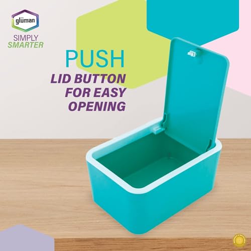 Gluman Polypropylene Push Button Mini Smart Storage Box With Unique Push Lock System, Ideal Fits Counter Top, Table Top & Shelf Corner|Sleek & Ergonomic Design(2.5 Litre Bin, Green, Set Of 2) - Image 3