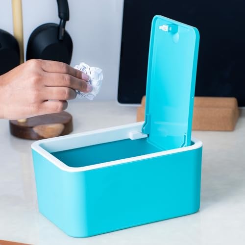 Gluman Polypropylene Push Button Mini Smart Storage Box With Unique Push Lock System, Ideal Fits Counter Top, Table Top & Shelf Corner|Sleek & Ergonomic Design(2.5 Litre Bin, Green, Set Of 2) - Image 2