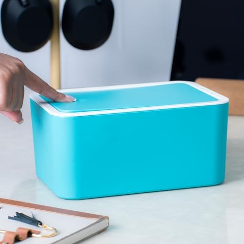 Gluman Polypropylene Push Button Mini Smart Storage Box With Unique Push Lock System, Ideal Fits Counter Top, Table Top & Shelf Corner|Sleek & Ergonomic Design(2.5 Litre Bin, Green, Set Of 2) - Image 4