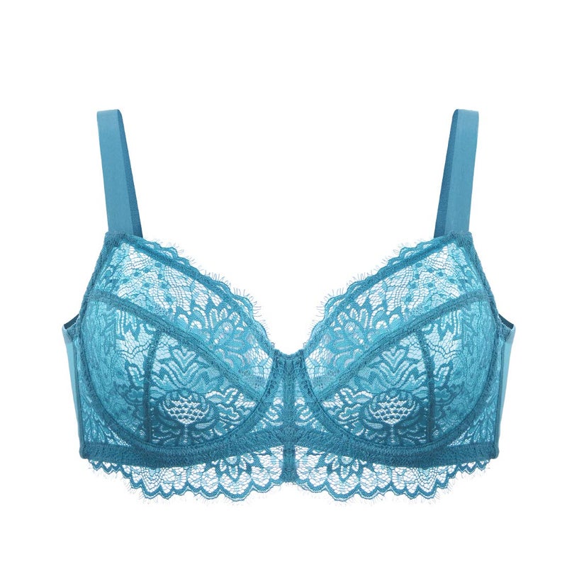 HSIA Minimizer Bra for Women - Plus Size Lace Full Coverage Womans Bra Unlined Underwire Bra for Heavy Breast Horizon Blue - Image 4