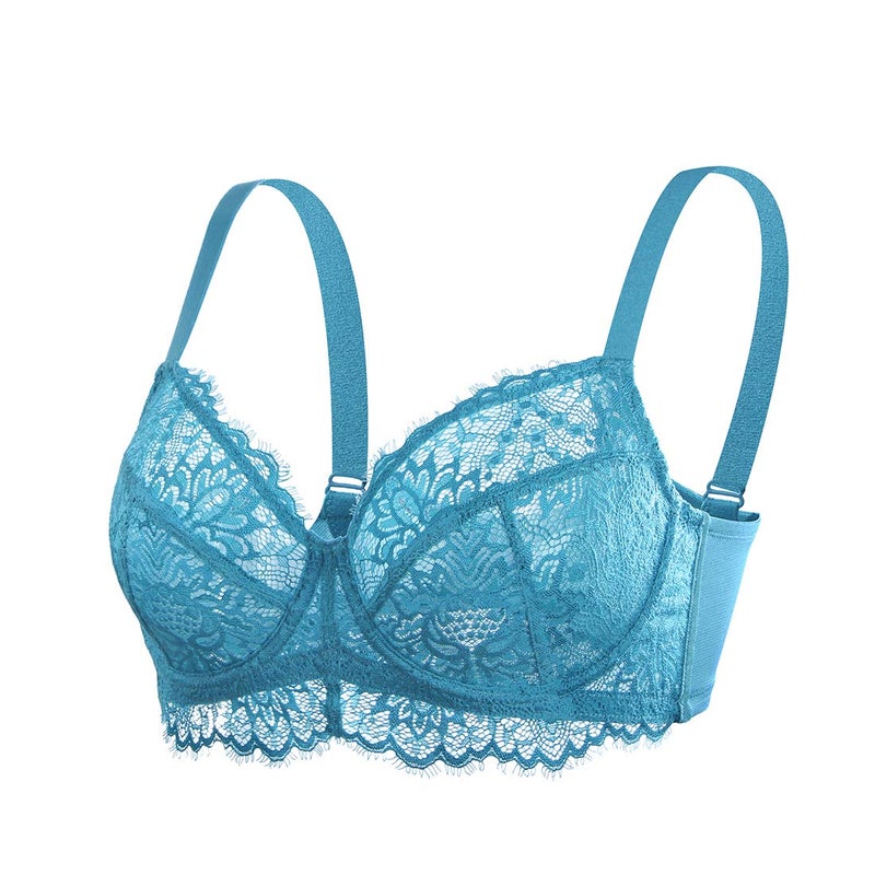 HSIA Minimizer Bra for Women - Plus Size Lace Full Coverage Womans Bra Unlined Underwire Bra for Heavy Breast Horizon Blue - Image 5