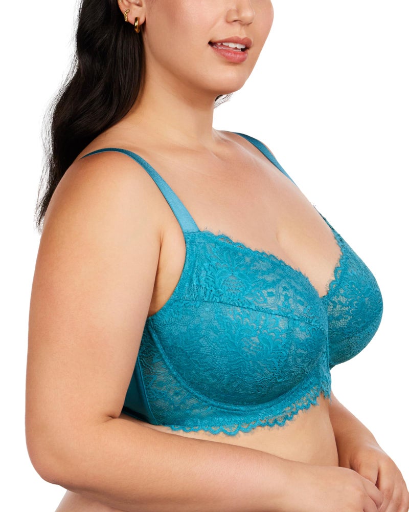 HSIA Minimizer Bra for Women - Plus Size Lace Full Coverage Womans Bra Unlined Underwire Bra for Heavy Breast Horizon Blue - Image 2